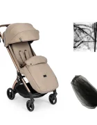 Kidnort Carucior pentru copii Sjooter Beige pliabil compact spatar reglabil copertina pliabila si impermeabila UV50+ compatibil avion roti cu suspensie accesorii incluse pana la 22 kg