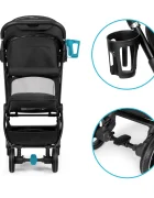 Kidnort Carucior pentru copii Sjooter Black pliabil compact spatar reglabil copertina pliabila si impermeabila UV50+ compatibil avion roti cu suspensie accesorii incluse pana la 22 kg