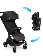 Kidnort Carucior pentru copii Sjooter Black pliabil compact spatar reglabil copertina pliabila si impermeabila UV50+ compatibil avion roti cu suspensie accesorii incluse pana la 22 kg