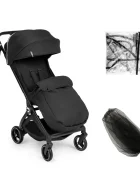Kidnort Carucior pentru copii Sjooter Black pliabil compact spatar reglabil copertina pliabila si impermeabila UV50+ compatibil avion roti cu suspensie accesorii incluse pana la 22 kg