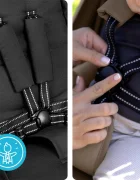 Kidnort Carucior pentru copii Sjooter Black pliabil compact spatar reglabil copertina pliabila si impermeabila UV50+ compatibil avion roti cu suspensie accesorii incluse pana la 22 kg