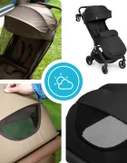 Kidnort Carucior pentru copii Sjooter Black pliabil compact spatar reglabil copertina pliabila si impermeabila UV50+ compatibil avion roti cu suspensie accesorii incluse pana la 22 kg
