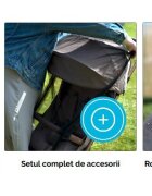 Kidnort Carucior pentru copii Sjooter Grey pliabil compact spatar reglabil copertina pliabila si impermeabila UV50+ compatibil avion roti cu suspensie accesorii incluse pana la 22 kg