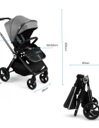 Kidnort Carucior reversibil 2 in 1 pentru copii Isbjorn Black pliere compacta spatar si viziera reglabile roti cu suspensii pana la 22 kg Landou inclus