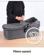 Kidnort Carucior reversibil 2 in 1 pentru copii Isbjorn Black pliere compacta spatar si viziera reglabile roti cu suspensii pana la 22 kg Landou inclus