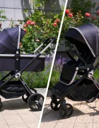 Kidnort Carucior reversibil 2 in 1 pentru copii Isbjorn Black pliere compacta spatar si viziera reglabile roti cu suspensii pana la 22 kg Landou inclus