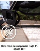 Kidnort Carucior reversibil 2 in 1 pentru copii Isbjorn Black pliere compacta spatar si viziera reglabile roti cu suspensii pana la 22 kg Landou inclus
