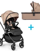 Kidnort Carucior reversibil 2 in 1 pentru copii Isbjorn Mocha Mousse pliere compacta spatar si viziera reglabile roti cu suspensii pana la 22 kg Landou inclus