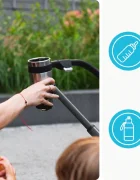 Kidnort Carucior reversibil pentru copii cu pliere compacta spatar si viziera reglabile Isbjorn Arctic Grey pana la 22 kg roti cu suspensii accesorii incluse suport pentru pahar