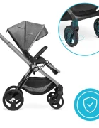 Kidnort Carucior reversibil pentru copii cu pliere compacta spatar si viziera reglabile Isbjorn Arctic Grey pana la 22 kg roti cu suspensii accesorii incluse suport pentru pahar