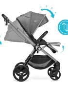 Kidnort Carucior reversibil pentru copii cu pliere compacta spatar si viziera reglabile Isbjorn Arctic Grey pana la 22 kg roti cu suspensii accesorii incluse suport pentru pahar