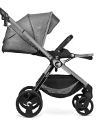 Kidnort Carucior reversibil pentru copii cu pliere compacta spatar si viziera reglabile Isbjorn Arctic Grey pana la 22 kg roti cu suspensii accesorii incluse suport pentru pahar