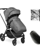 Kidnort Carucior reversibil pentru copii cu pliere compacta spatar si viziera reglabile Isbjorn Arctic Grey pana la 22 kg roti cu suspensii accesorii incluse suport pentru pahar