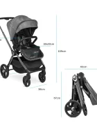Kidnort Carucior reversibil pentru copii cu pliere compacta spatar si viziera reglabile Isbjorn Arctic Grey pana la 22 kg roti cu suspensii accesorii incluse suport pentru pahar