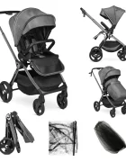 Kidnort Carucior reversibil pentru copii cu pliere compacta spatar si viziera reglabile Isbjorn Arctic Grey pana la 22 kg roti cu suspensii accesorii incluse suport pentru pahar