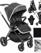 Kidnort Carucior reversibil pentru copii cu pliere compacta spatar si viziera reglabile Isbjorn Black pana la 22 kg roti cu suspensii accesorii incluse suport pentru pahar