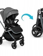 Kidnort Carucior reversibil pentru copii cu pliere compacta spatar si viziera reglabile Isbjorn Black pana la 22 kg roti cu suspensii accesorii incluse suport pentru pahar