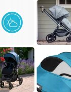 Kidnort Carucior reversibil pentru copii cu pliere compacta spatar si viziera reglabile Isbjorn Blue pana la 22 kg roti cu suspensii accesorii incluse suport pentru pahar