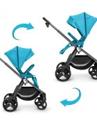 Kidnort Carucior reversibil pentru copii cu pliere compacta spatar si viziera reglabile Isbjorn Grey pana la 22 kg roti cu suspensii accesorii incluse suport pentru pahar