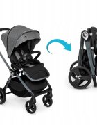 Kidnort Carucior reversibil pentru copii cu pliere compacta spatar si viziera reglabile Isbjorn Grey pana la 22 kg roti cu suspensii accesorii incluse suport pentru pahar