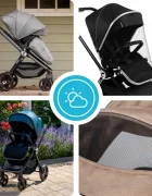 Kidnort Carucior reversibil pentru copii cu pliere compacta spatar si viziera reglabile Isbjorn Mocha Mousse pana la 22 kg roti cu suspensii accesorii incluse suport pentru pahar