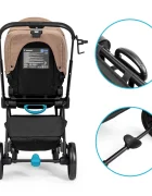 Kidnort Carucior reversibil pentru copii cu pliere compacta spatar si viziera reglabile Isbjorn Mocha Mousse pana la 22 kg roti cu suspensii accesorii incluse suport pentru pahar