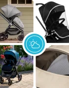 Kidnort Carucior reversibil pentru copii cu pliere compacta spatar si viziera reglabile Isbjorn Summer Sand pana la 22 kg roti cu suspensii accesorii incluse suport pentru pahar