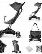 Kidnort Carucior sport pentru copii Snopetrel Grey ultracompact pentru avion cu roti moi din EVA cu geanta de transport husa de picioare si accesorii incluse pana la 22 kg