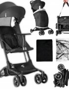Kidnort Carucior sport pentru copii ultracompact cu roti moi din EVA cu geanta de transport husa de picioare si accesorii incluse pana la 22 kg Snopetrel Black