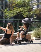 Kidnort Carucior sport pentru copii ultracompact cu roti moi din EVA cu geanta de transport husa de picioare si accesorii incluse pana la 22 kg Snopetrel Black