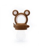 Kidnort Dispozitiv de hranire si jucarie de dentitie 2 in 1 Tannleke portabil sterilizabil fabricat din silicon medical + PU recomandat de la 4 luni Brown