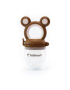 Kidnort Dispozitiv de hranire si jucarie de dentitie 2 in 1 Tannleke portabil sterilizabil fabricat din silicon medical + PU recomandat de la 4 luni Brown