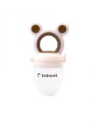 Kidnort Dispozitiv de hranire si jucarie de dentitie 2 in 1 Tannleke portabil sterilizabil fabricat din silicon medical + PU recomandat de la 4 luni pink
