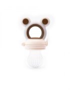Kidnort Dispozitiv de hranire si jucarie de dentitie 2 in 1 Tannleke portabil sterilizabil fabricat din silicon medical + PU recomandat de la 4 luni pink