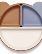 Kidnort Farfurie din silicon cu 3 compartimente detasabile Retter Brun