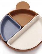 Kidnort Farfurie din silicon cu 3 compartimente detasabile Retter Brun