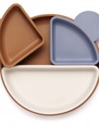 Kidnort Farfurie din silicon cu 3 compartimente detasabile Retter Brun