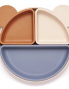 Kidnort Farfurie din silicon cu 3 compartimente detasabile Retter Mjolk Bej