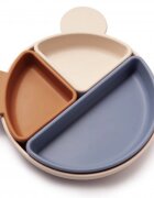 Kidnort Farfurie din silicon cu 3 compartimente detasabile Retter Mjolk Bej