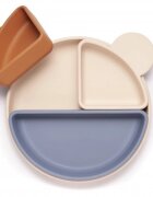 Kidnort Farfurie din silicon cu 3 compartimente detasabile Retter Mjolk Bej