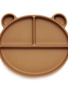 Kidnort Farfurie din silicon cu 3 compartimente Retter Brun