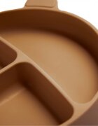 Kidnort Farfurie din silicon cu 3 compartimente si ventuza Retter Brun