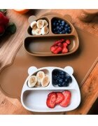 Kidnort Farfurie din silicon cu 3 compartimente si ventuze Retter Mjolk Bej
