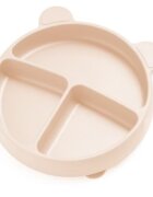 Kidnort Farfurie rotunda din silicon cu 3 compartimente si ventuza Retter Mjolk Bej