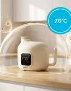 Kidnort Incalzitor de mancare si bauturi pentru copii Kjokken Beige capacitate 400 ml cu acumulator 10.8 V USB-C capac sigilat putere 18 W