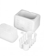 Kidnort Incalzitor dublu pentru biberoane Hap White multifunctional design minimalist si modern cu ecran tactil afisaj digital intuitiv capac transparent dimensiune 22.6 x 22.0 x 13.8 cm