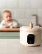 Kidnort Incalzitor electric portabil pentru hrana copii si bebelusi Vennlig rezistent la apa interior din otel cu incalzire uniforma ecran de afisaj temperatura maner baterie de 4500 mAh capacitate 400 ml
