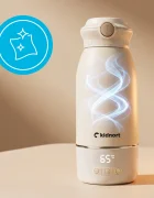 Kidnort Incalzitor portabil pentru biberoane Beige 100W acumulator 5200 mAh incarcare USB-C otel inoxidabil SUS316 fara BPA functie dezinfectare 65C capacitate 500 ml