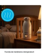 Kidnort Incalzitor portabil pentru biberoane Beige 100W acumulator 5200 mAh incarcare USB-C otel inoxidabil SUS316 fara BPA functie dezinfectare 65C capacitate 500 ml