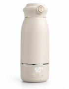 Kidnort Incalzitor portabil pentru biberoane Beige 100W acumulator 5200 mAh incarcare USB-C otel inoxidabil SUS316 fara BPA functie dezinfectare 65C capacitate 500 ml